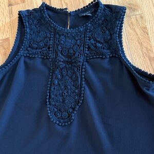 Halogen Black Lace Sleeveless Top, Size Large
